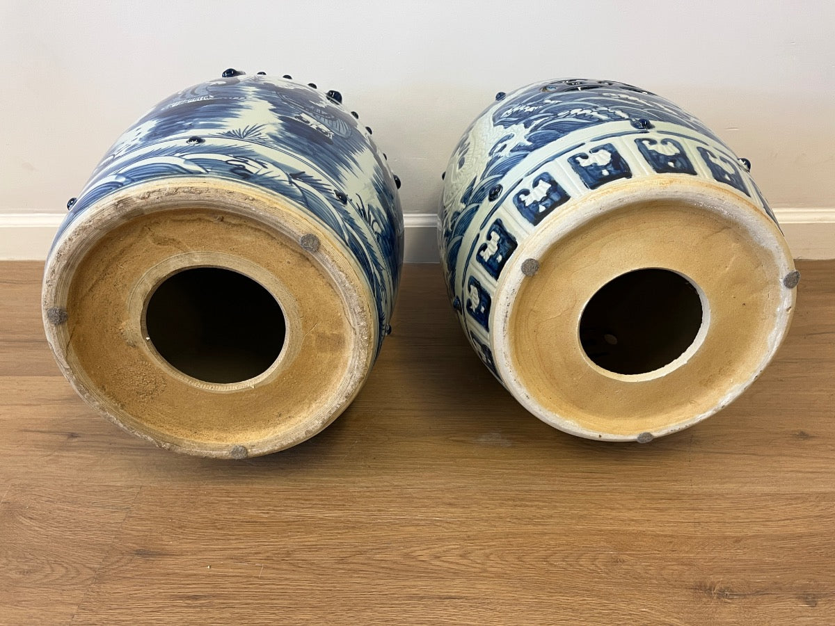 Blue and White Garden Stools