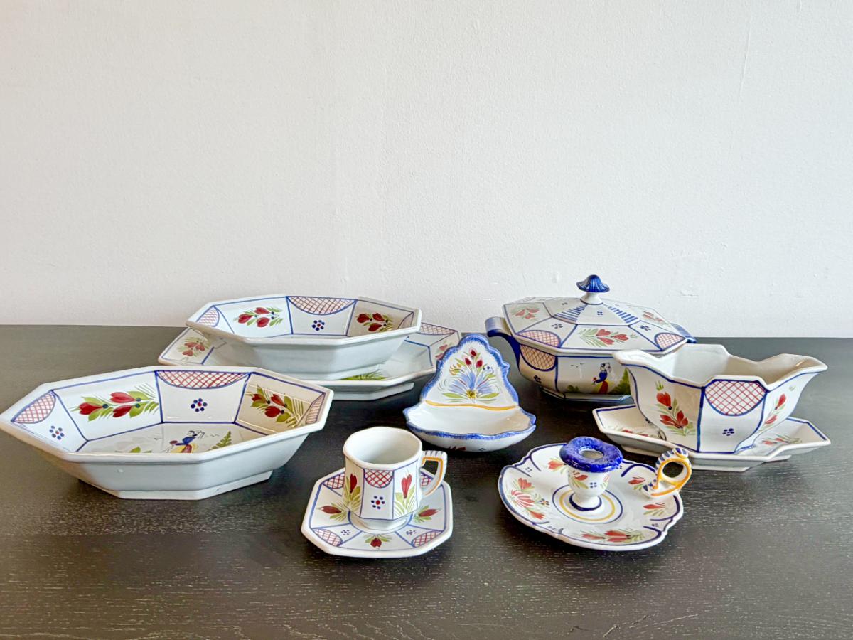 Collection of Vintage Harriett Quimper “Mistral Blue” Hand-Painted Faience Collection