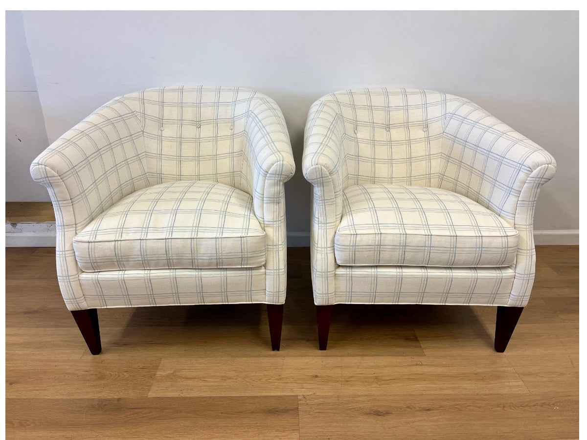 Hickory Chair Albert Chairs in Custom Fritz Porter Fabric, Pair
