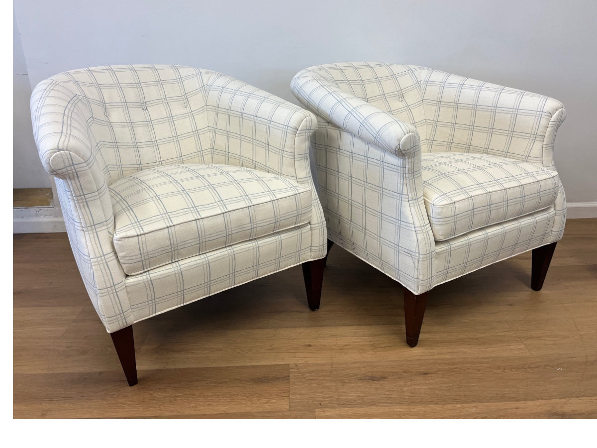Hickory Chair Albert Chairs in Custom Fritz Porter Fabric, Pair