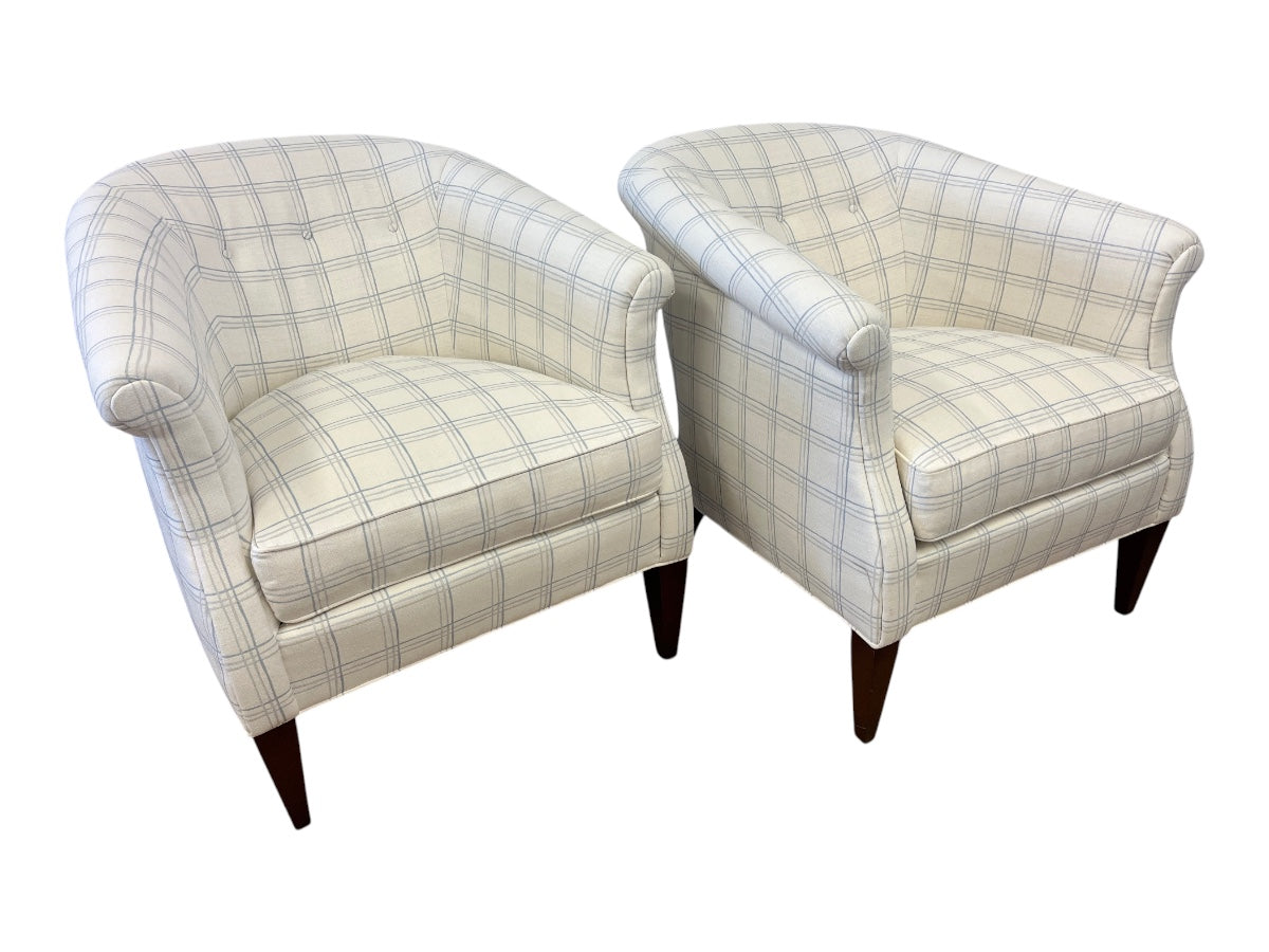 Hickory Chair Albert Chairs in Custom Fritz Porter Fabric, Pair