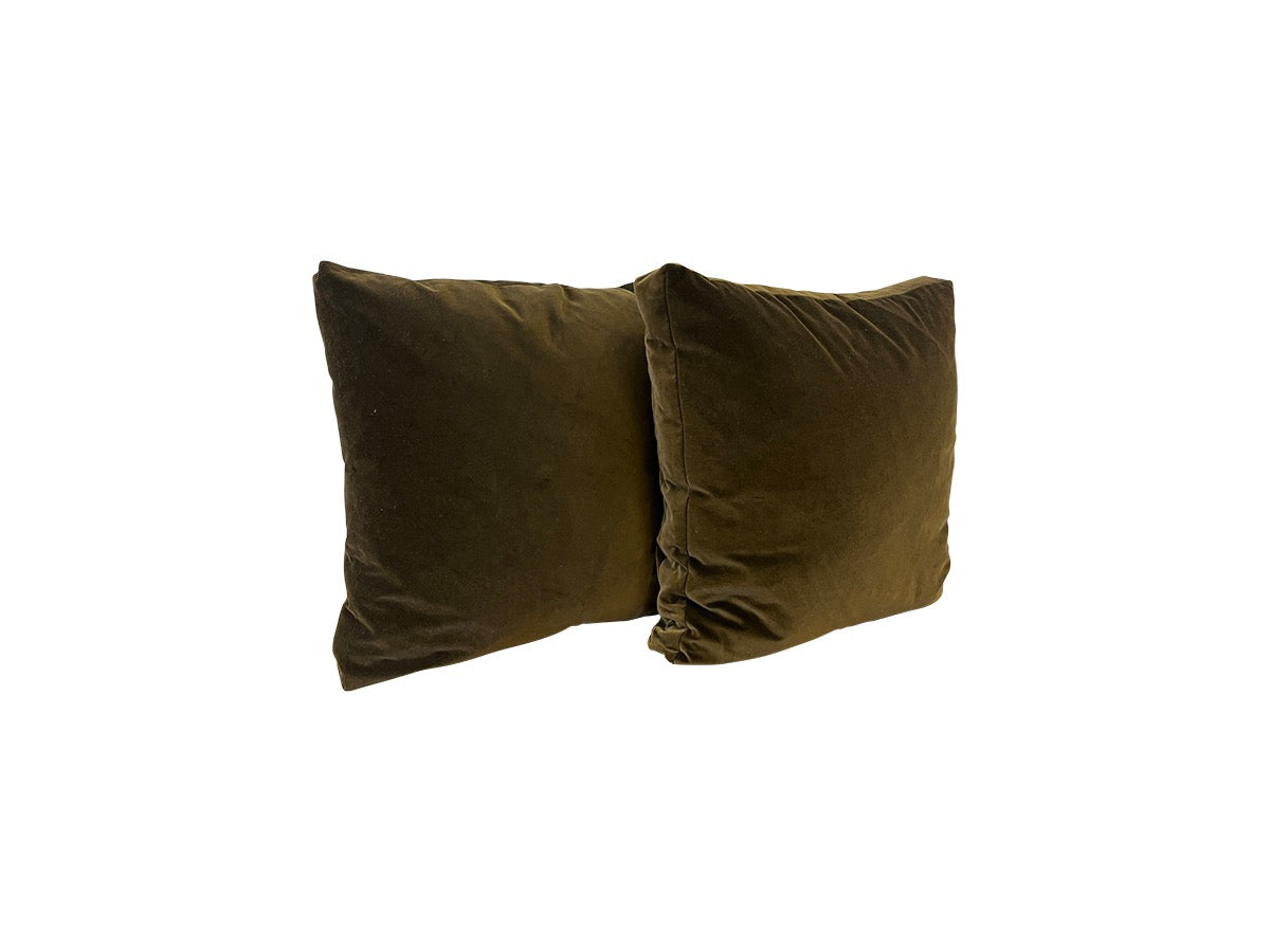 Dark Brown Velvet Pillows, Pair