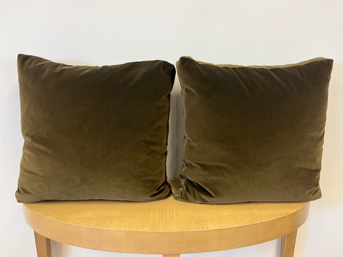 Dark Brown Velvet Pillows, Pair