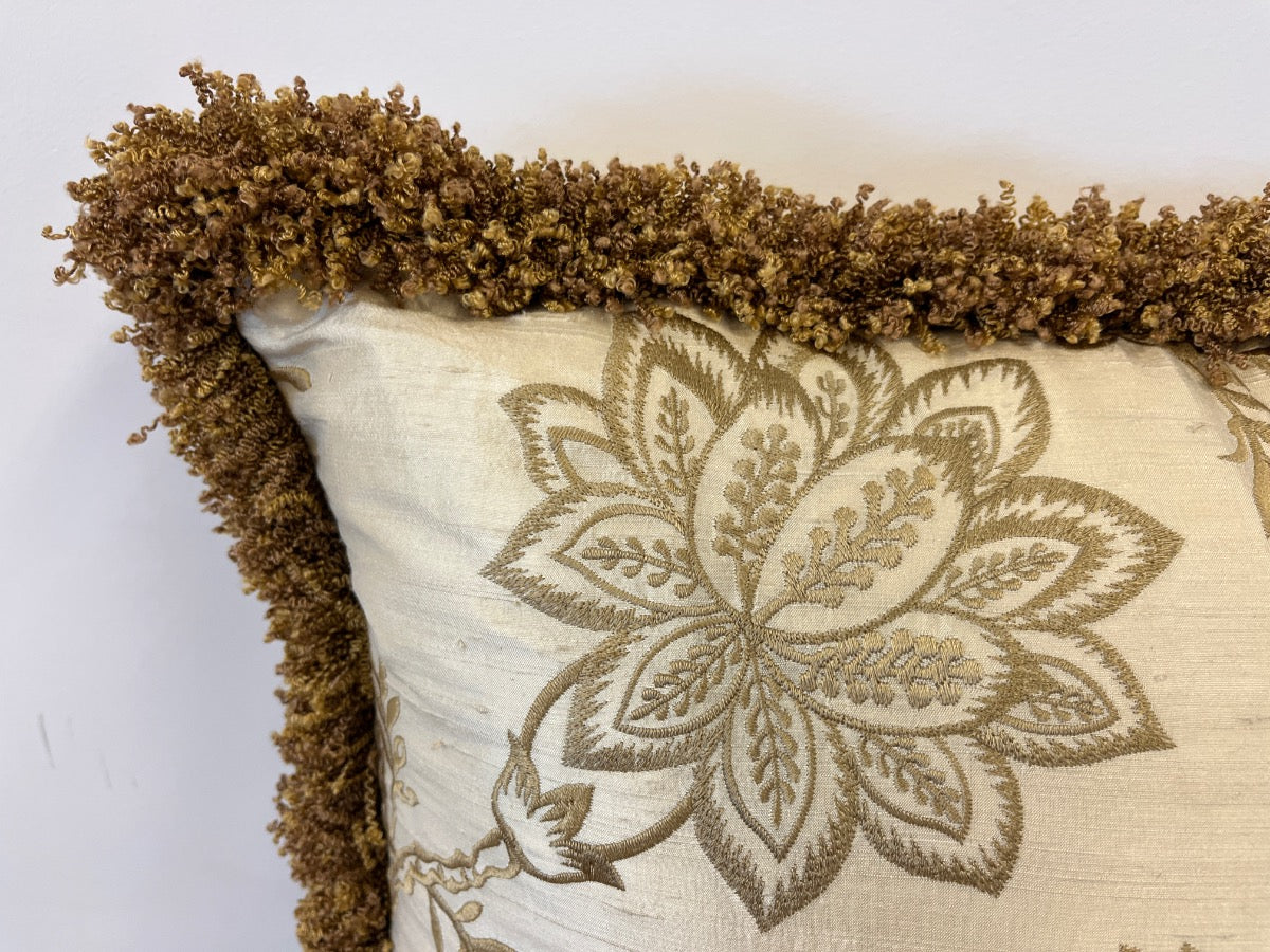 Floral Embroidered Pillows with Fringe, Pair (1 of 2)