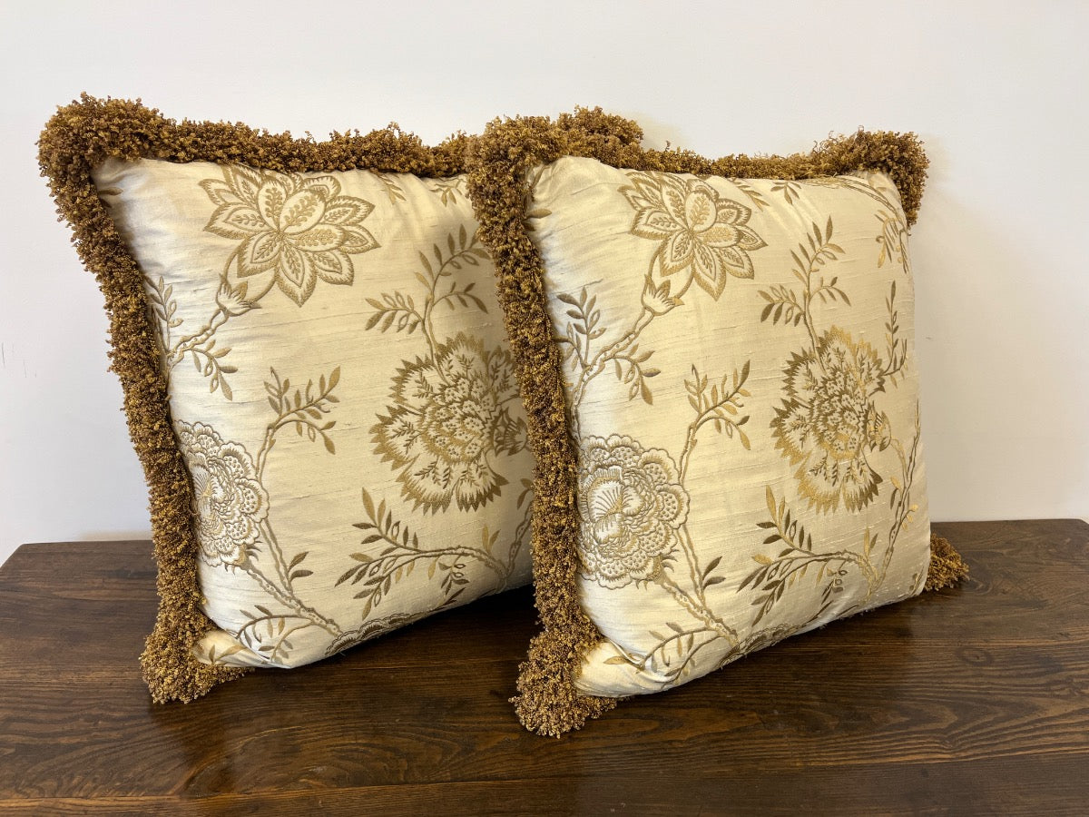 Floral Embroidered Pillows with Fringe, Pair (2 of 2)