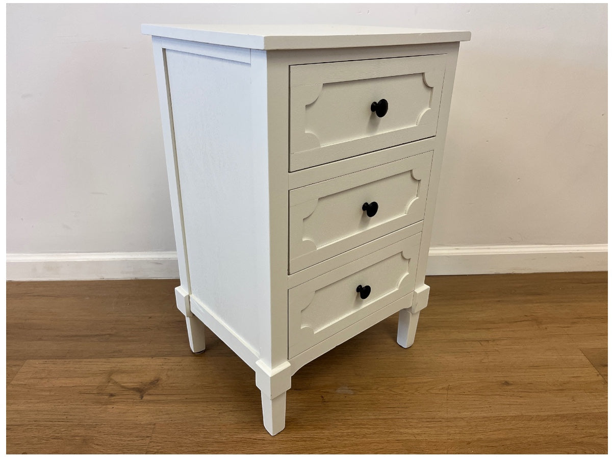 White 3-Drawer Bedside Table