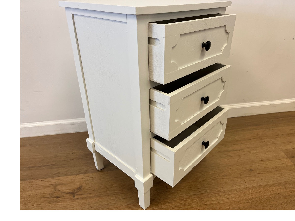 White 3-Drawer Bedside Table