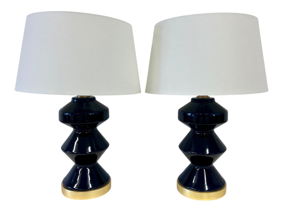 Visual Comfort Weller Zig-Zag Table Lamps, Pair
