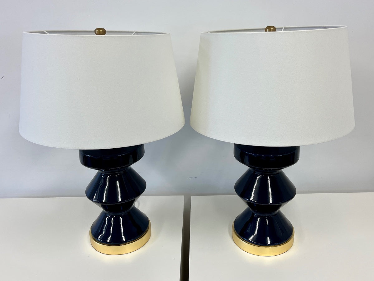 Visual Comfort Weller Zig-Zag Table Lamps, Pair
