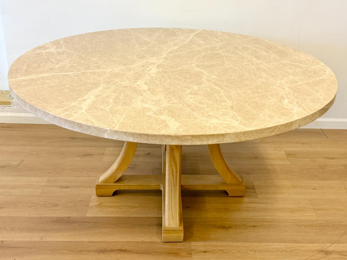 60in RH Genevieve Emperador Round Dining Table