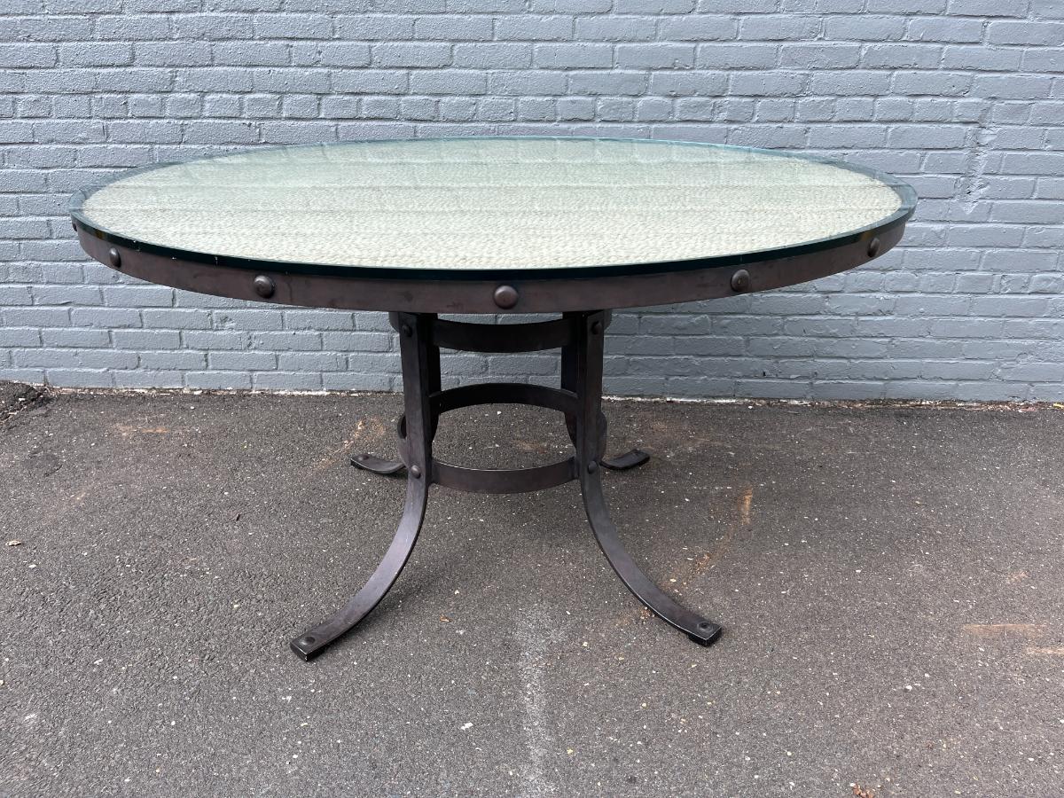 Ralph Lauren “Sheltering Sky” Round Dining Table with Glass Top