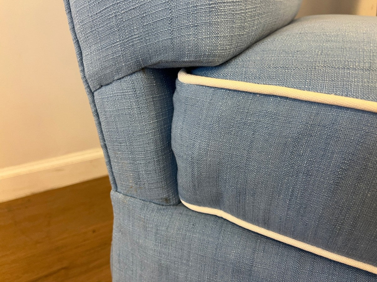 Custom Upholstered Blue Slipper Chairs