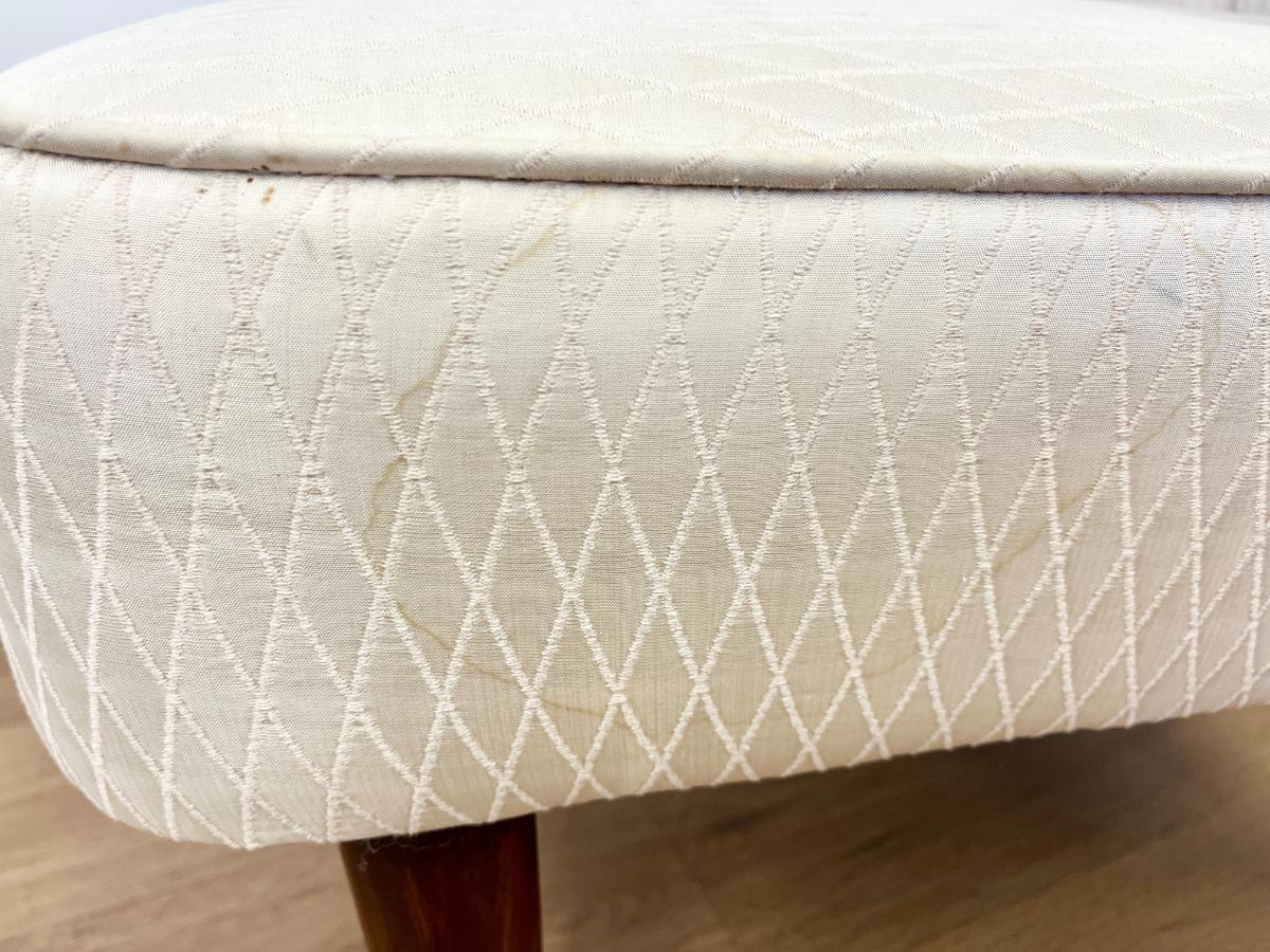 Vintage Channel Back Slipper Chairs in Ivory Upholstery, Pair