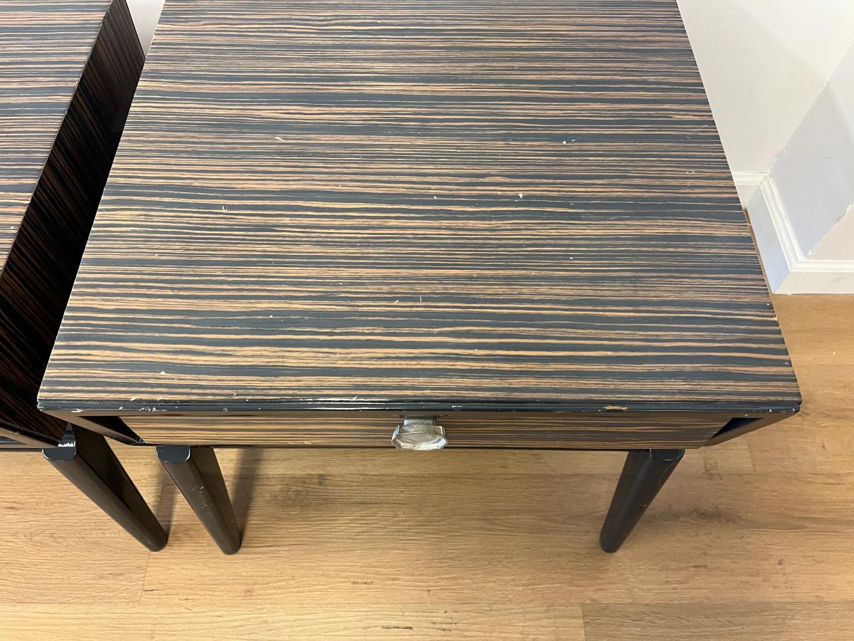 Vintage Mid-Century Modern Canted Nightstands in Macassar Ebony, Pair