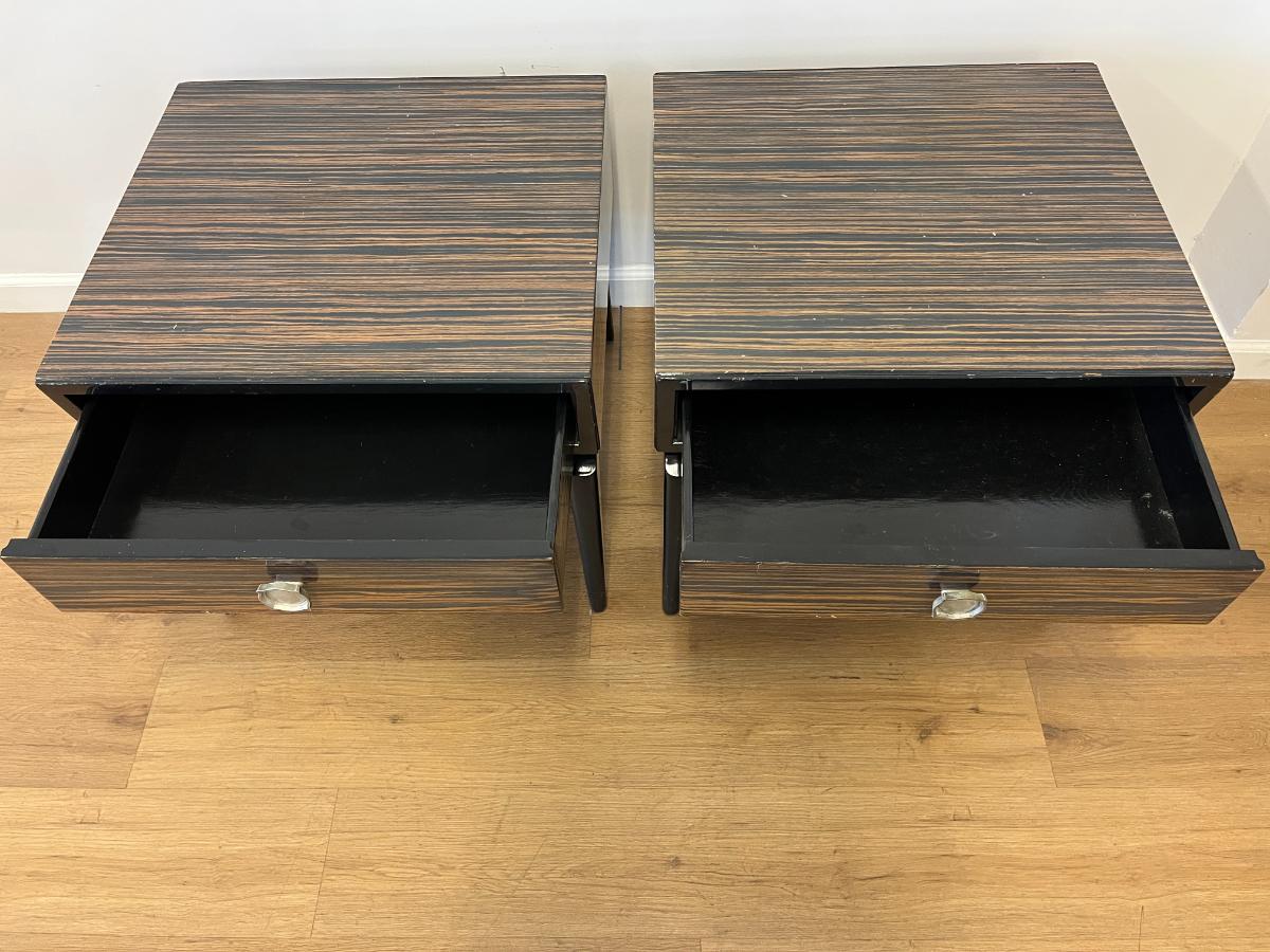 Vintage Mid-Century Modern Canted Nightstands in Macassar Ebony, Pair