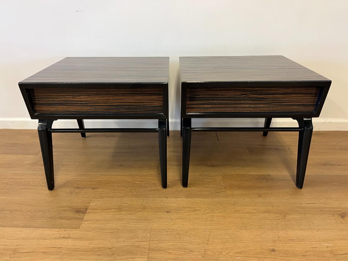 Vintage Mid-Century Modern Canted Nightstands in Macassar Ebony, Pair