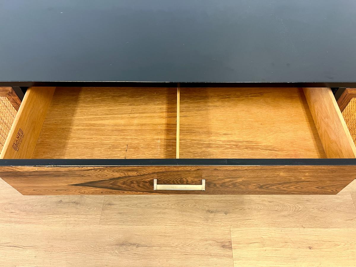 Mid-Century Modern Rosewood & Woven Cane Credenza by Lane
