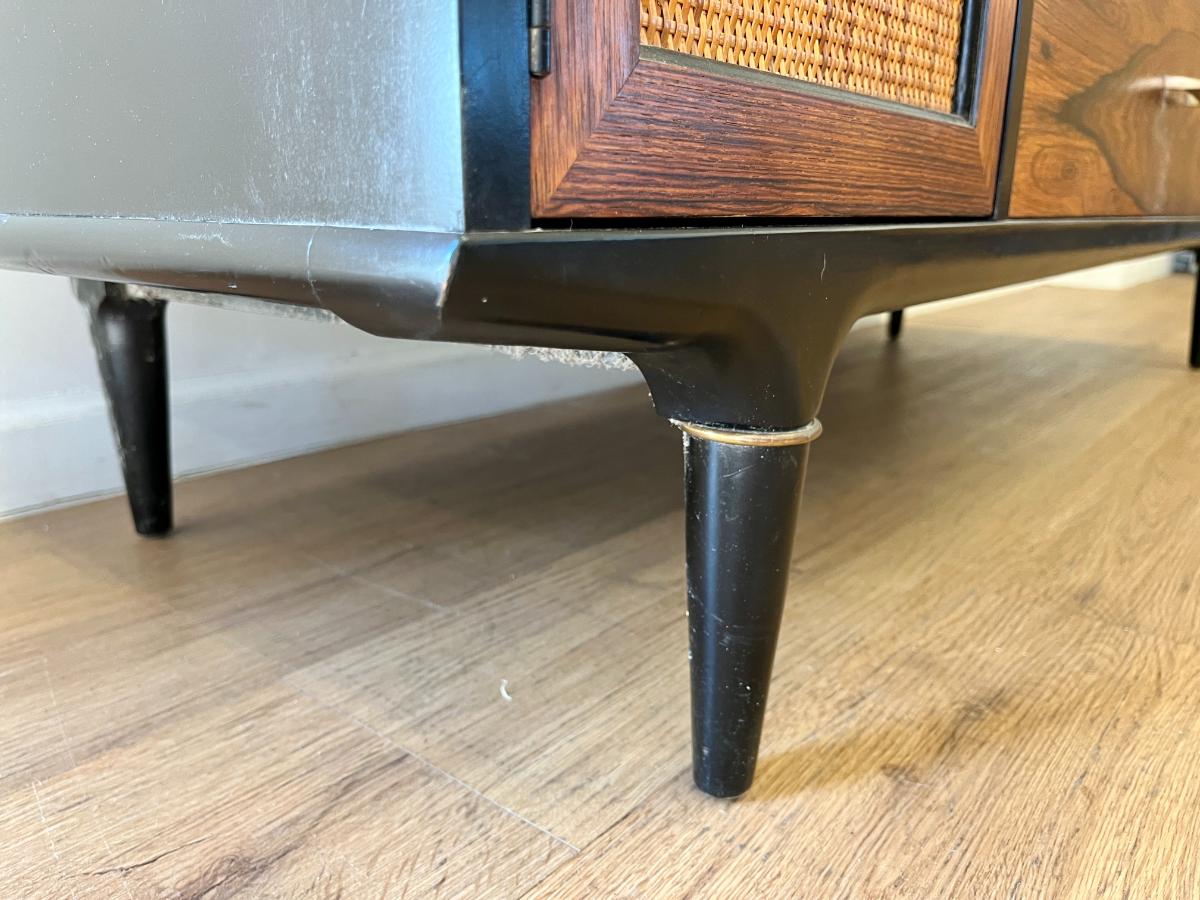 Mid-Century Modern Rosewood & Woven Cane Credenza by Lane