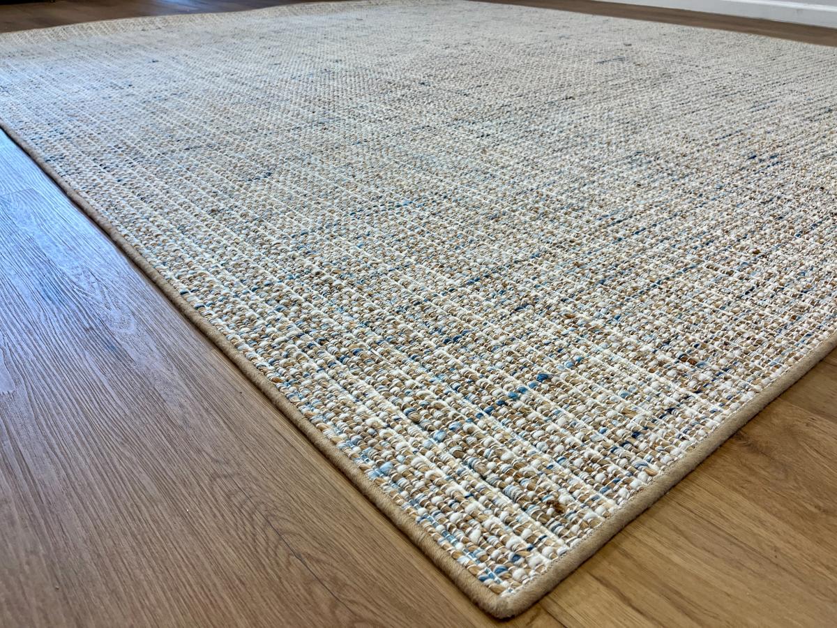 8 x 9 Tan, Blue & White Area Rug