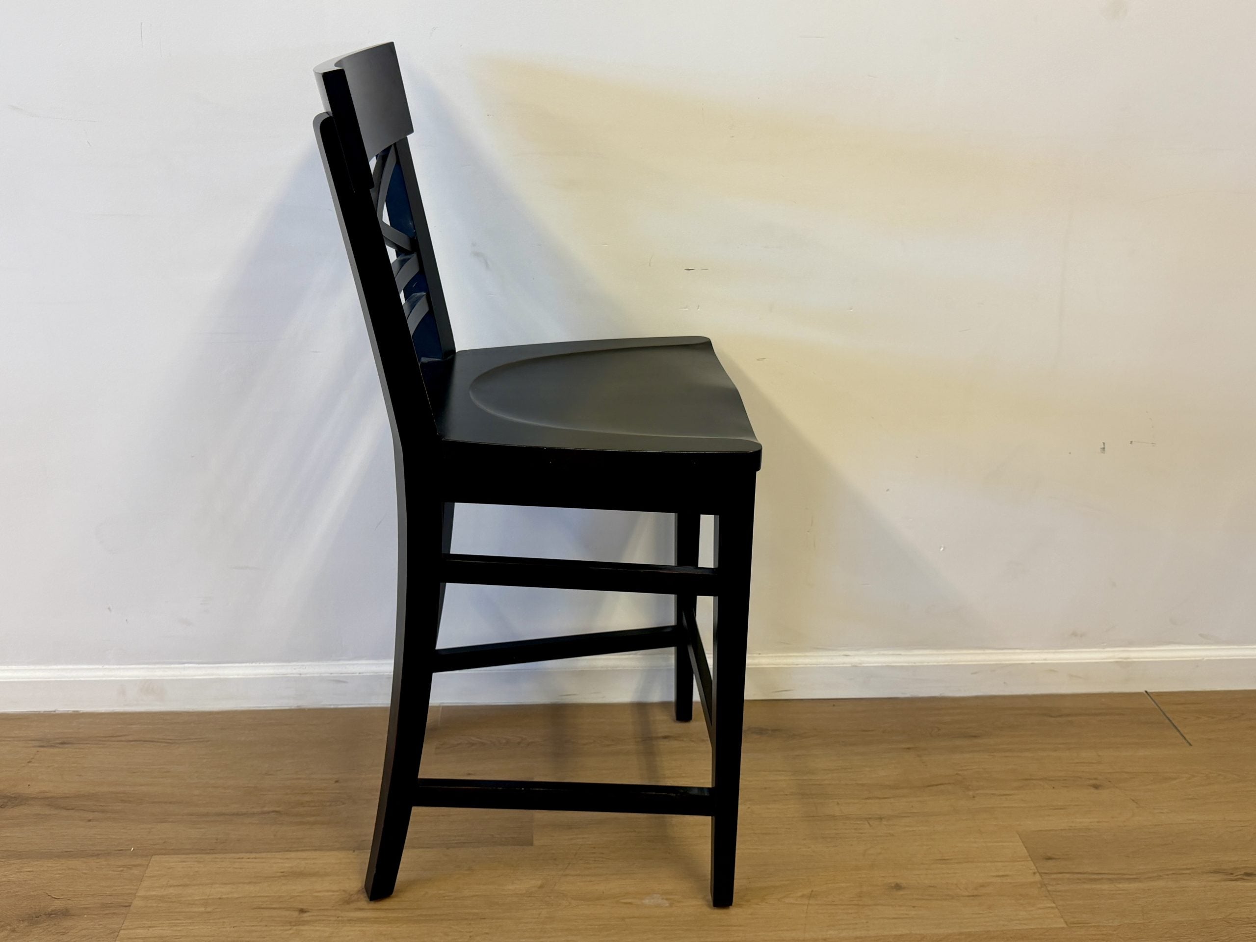 Ethan Allen Black Crossback Wood Counter Stools, Set of 4