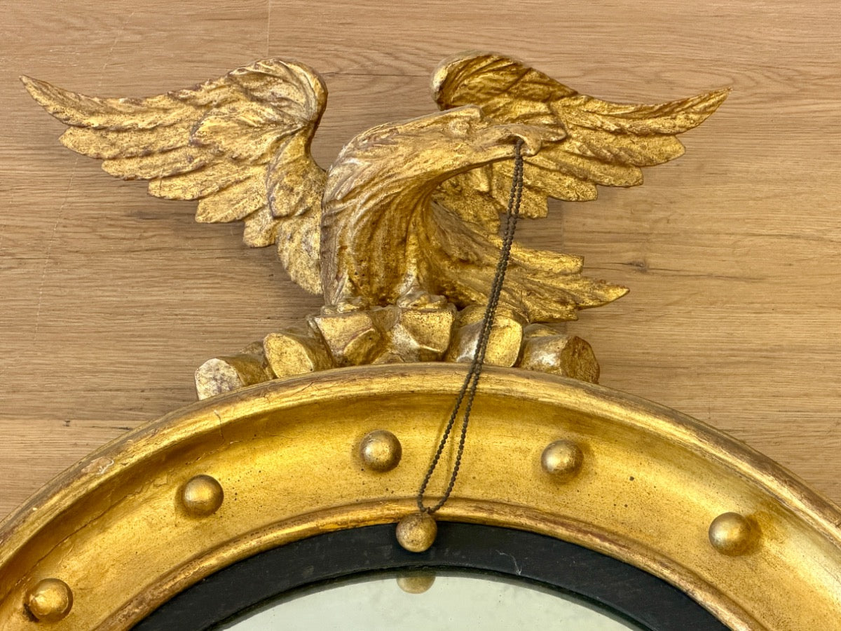 Late 18th C. George III Regency Style Giltwood Convex Mirror, circa 1780