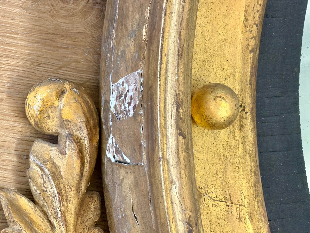 Late 18th C. George III Regency Style Giltwood Convex Mirror, circa 1780