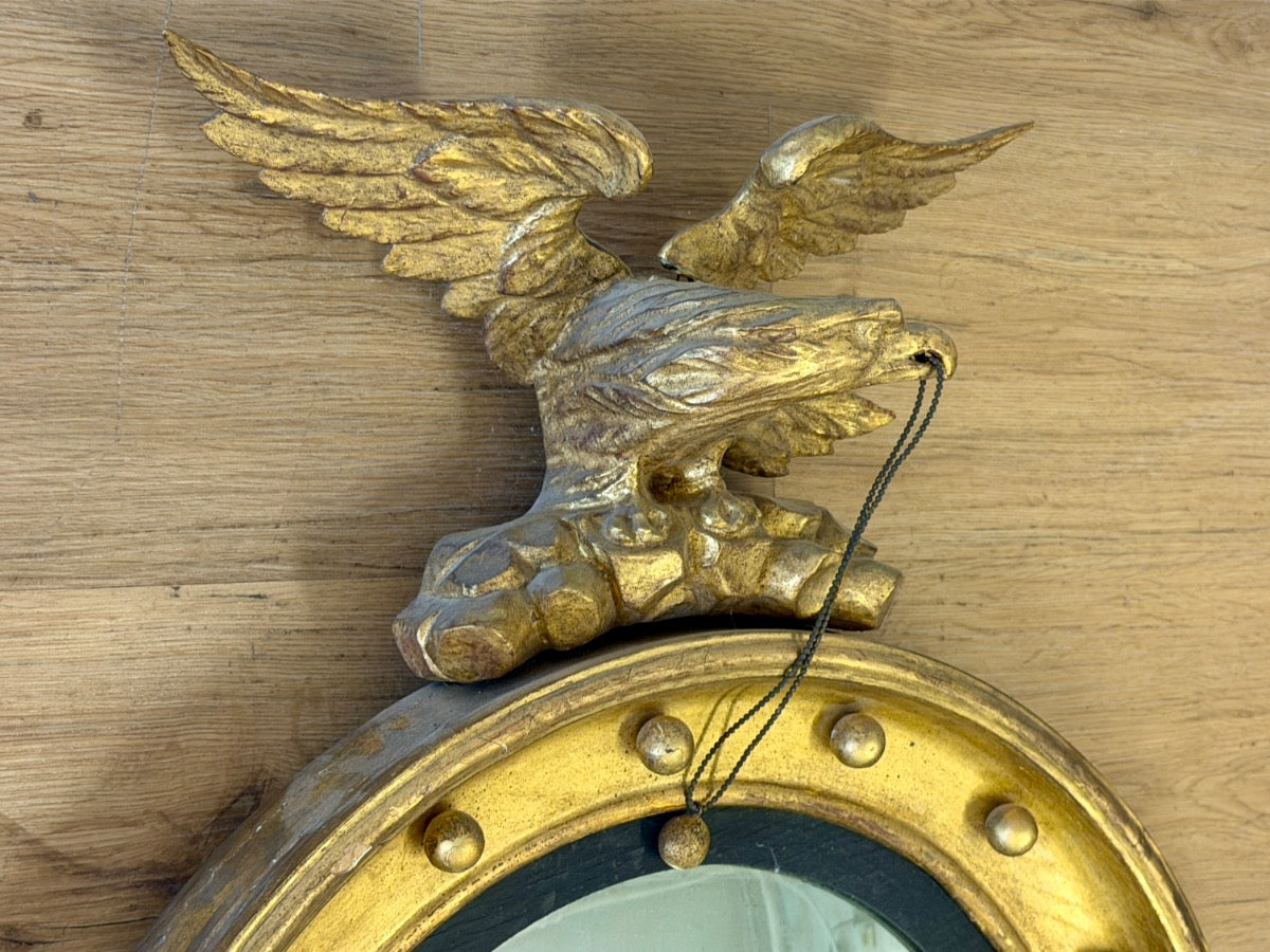 Late 18th C. George III Regency Style Giltwood Convex Mirror, circa 1780