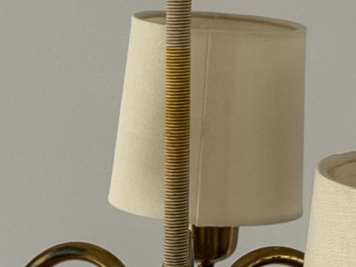 Vintage Swedish Brass & Rope Chandelier