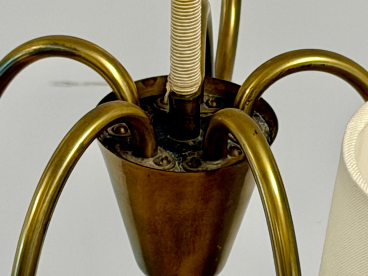 Vintage Swedish Brass & Rope Chandelier