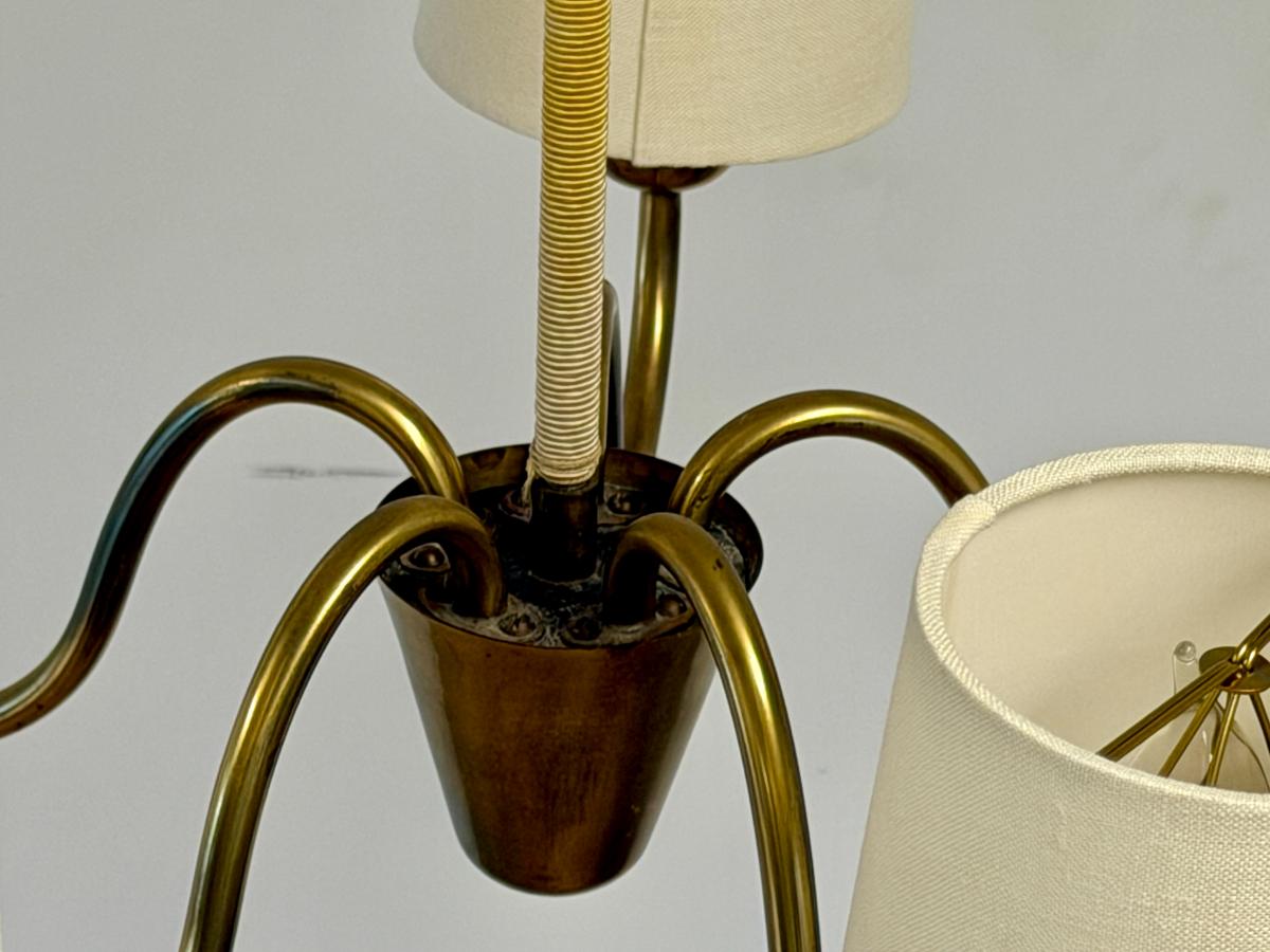 Vintage Swedish Brass & Rope Chandelier