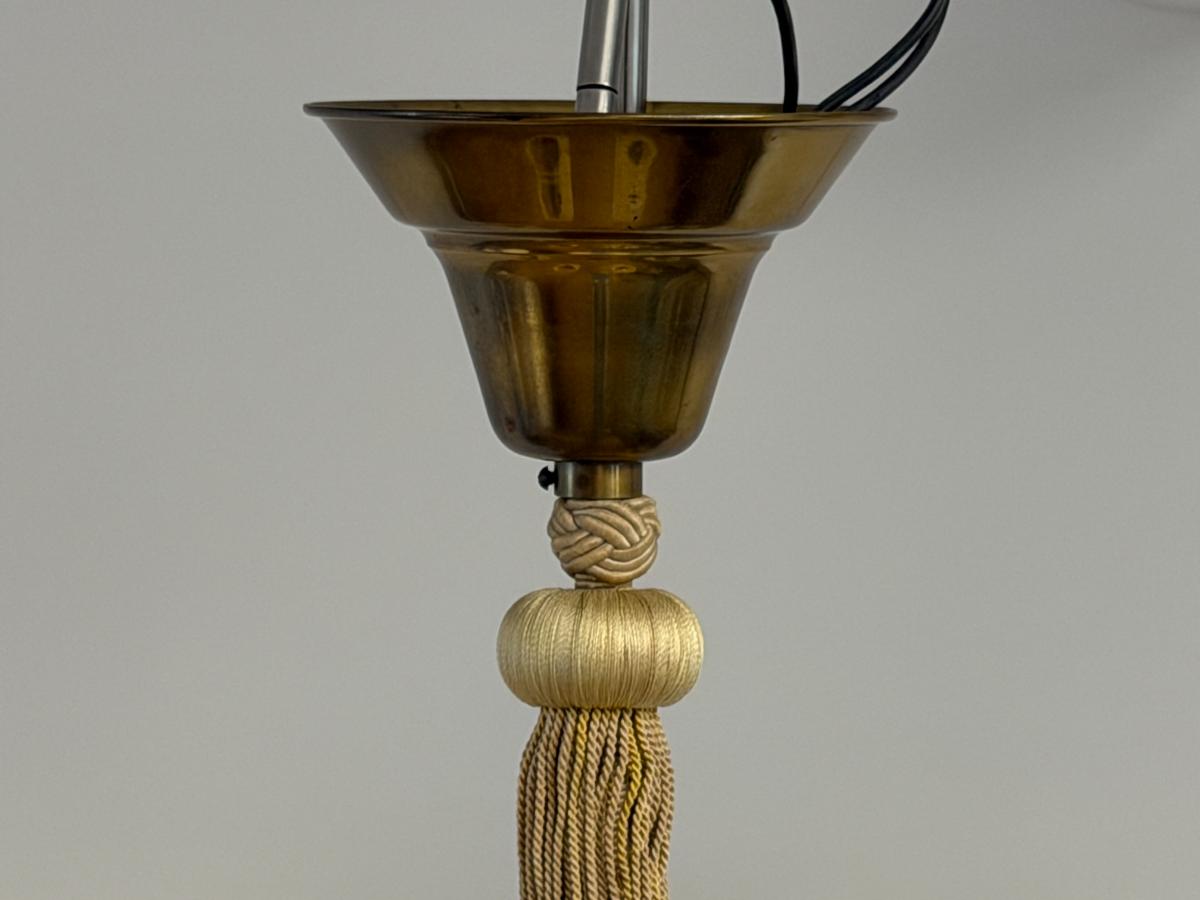 Vintage Swedish Brass & Rope Chandelier