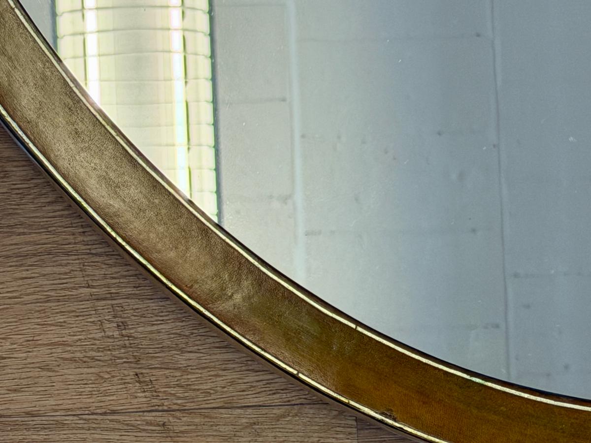 Large Richard Rumi & Co. Bespoke Tooled Leather Oval Mirror
