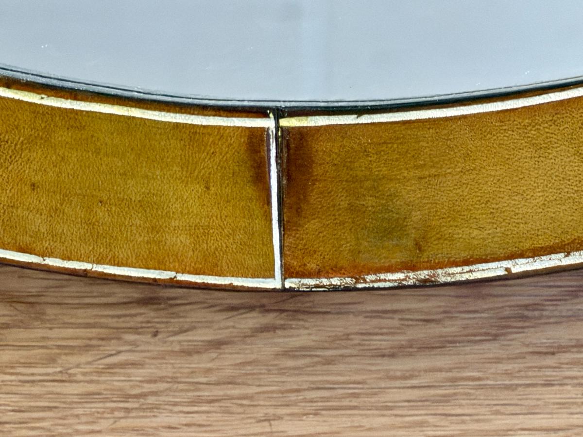 Large Richard Rumi & Co. Bespoke Tooled Leather Oval Mirror
