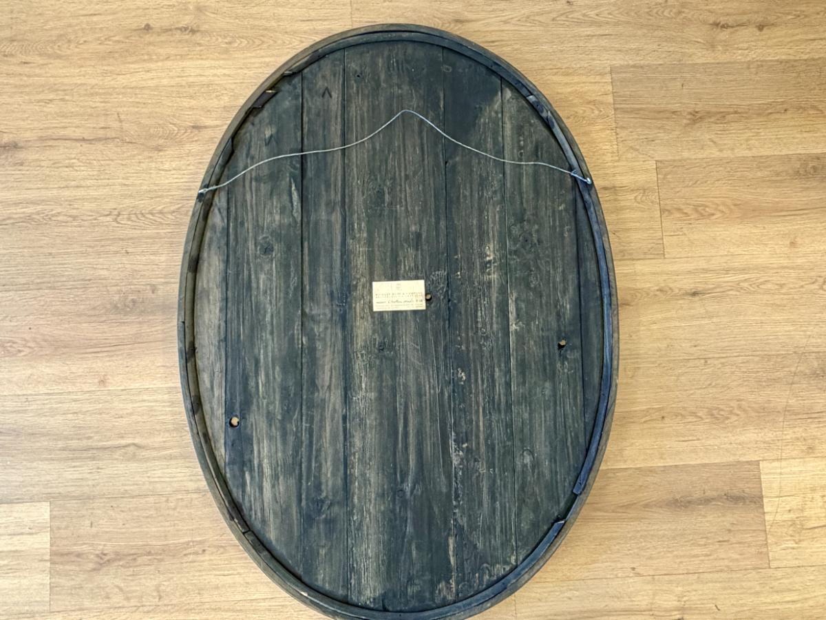 Large Richard Rumi & Co. Bespoke Tooled Leather Oval Mirror