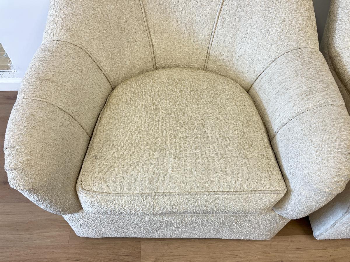 Upholstered Swivel Chairs, Pair