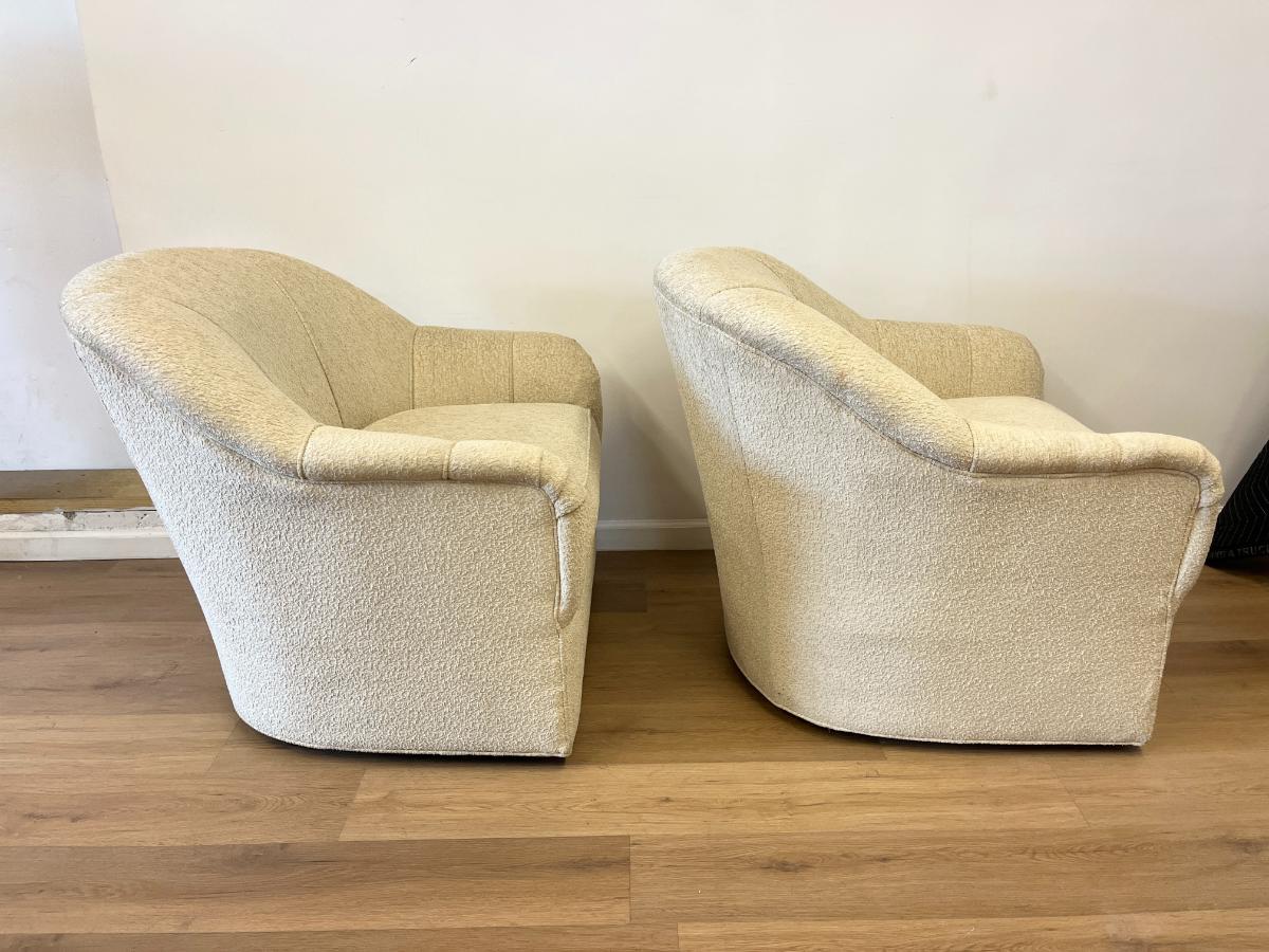 Upholstered Swivel Chairs, Pair