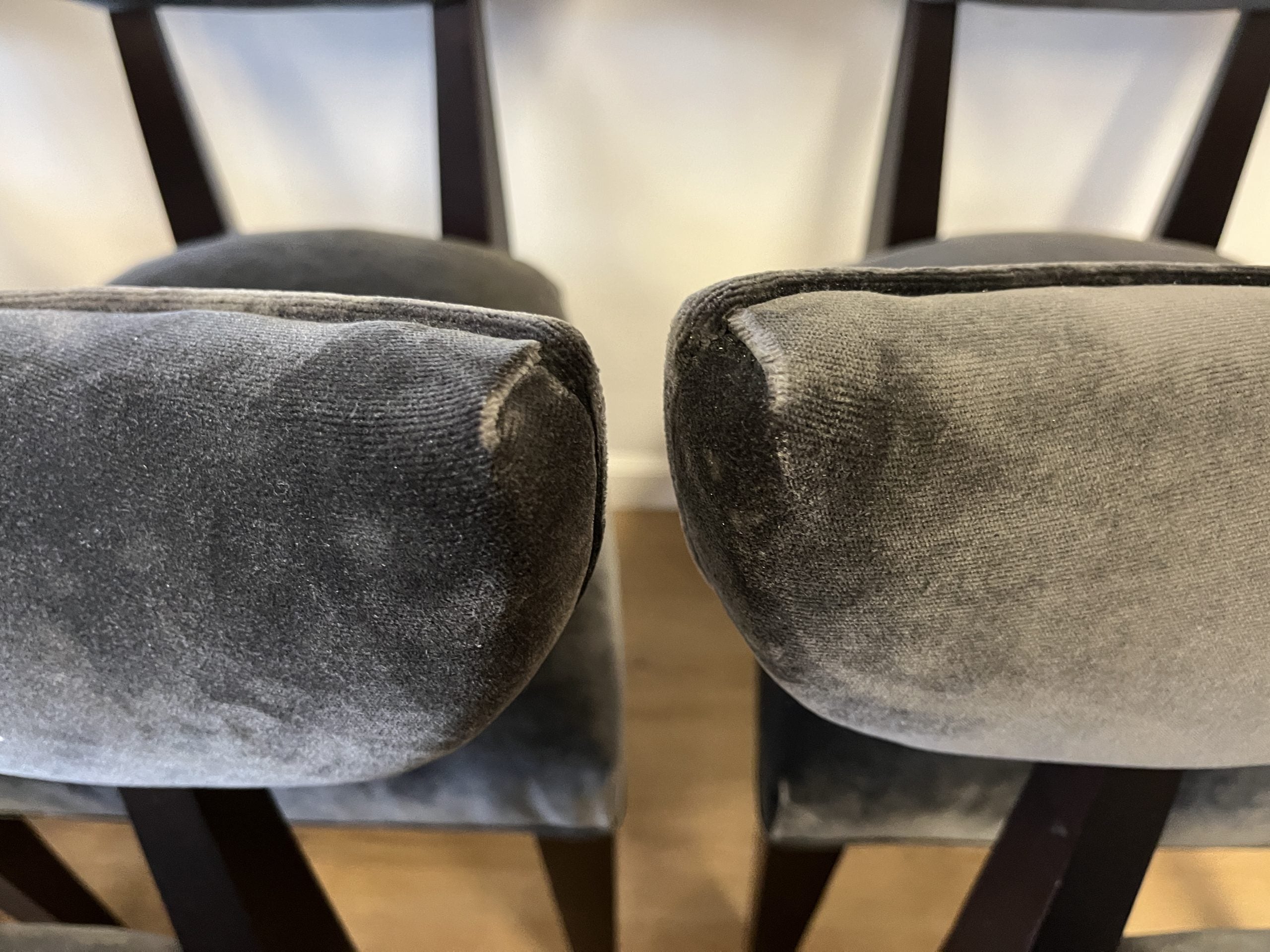 Klismos Style Dining Chairs in Black Velvet, Set of 8