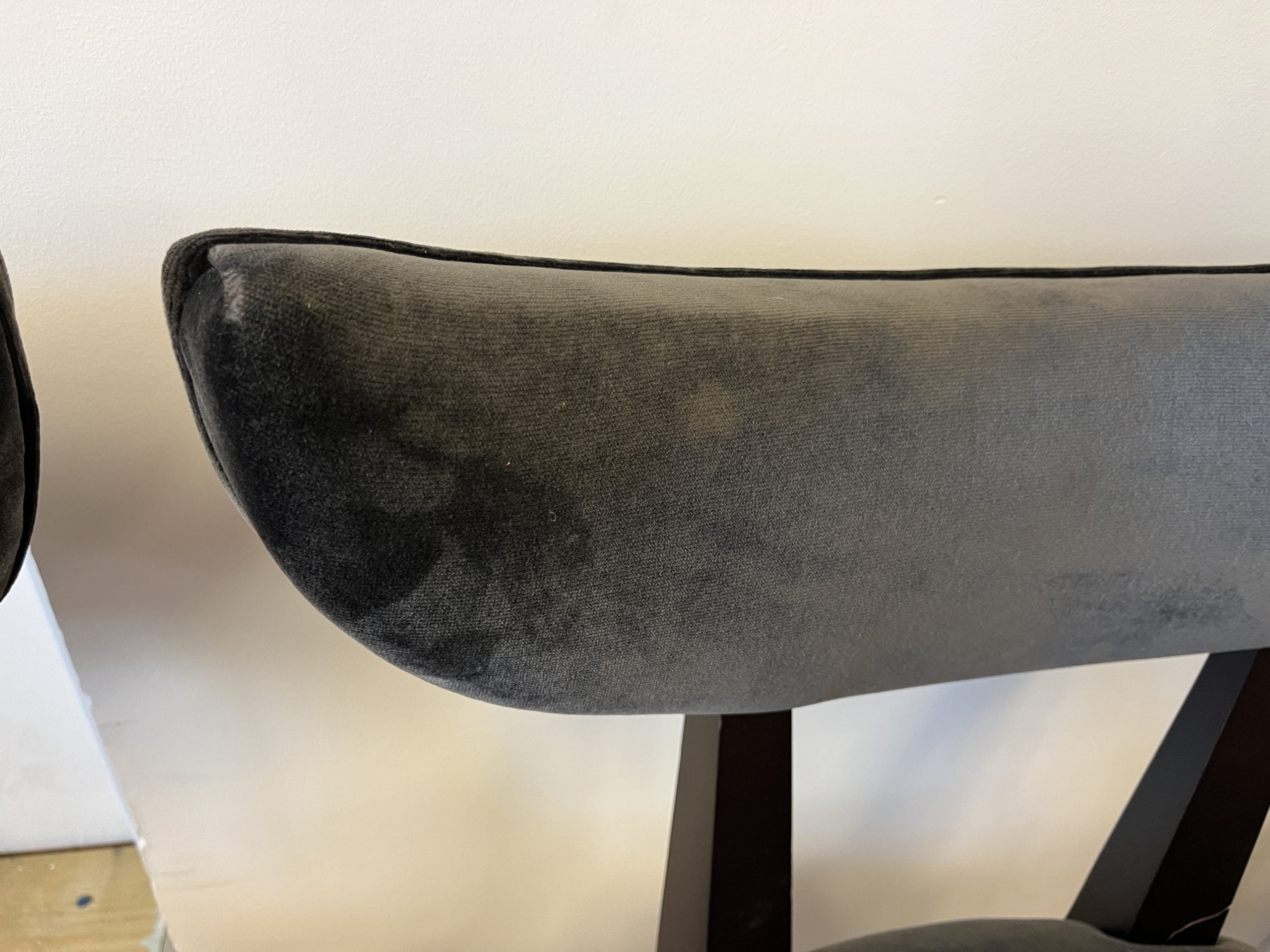 Klismos Style Dining Chairs in Black Velvet, Set of 8