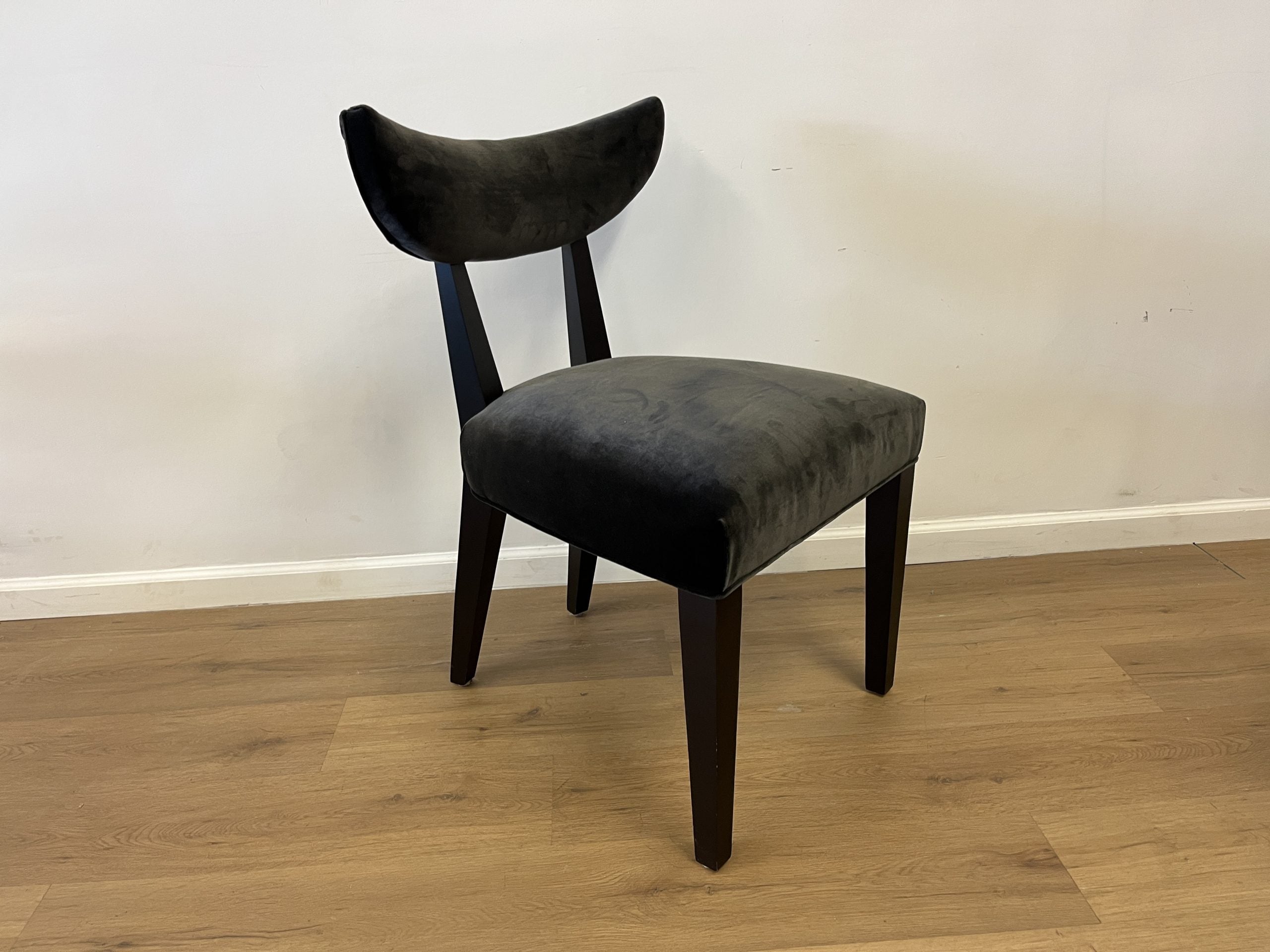 Klismos Style Dining Chairs in Black Velvet, Set of 8