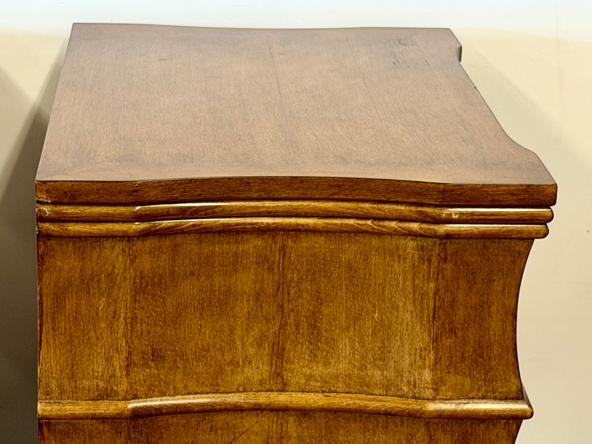 Bespoke Three Drawer Nightstands with Faux Bamboo Detail, Pair