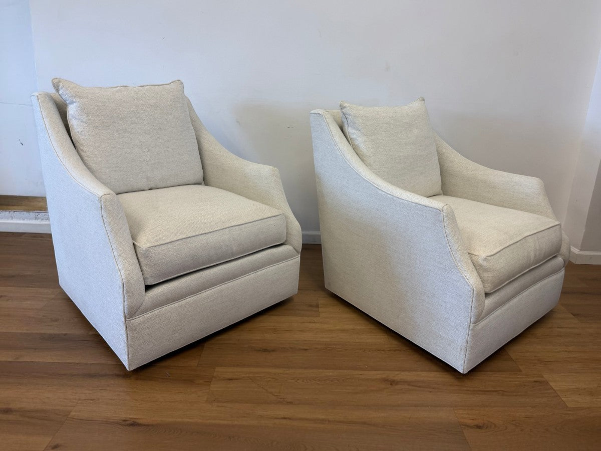 Custom Kara Swivel Chairs, Pair