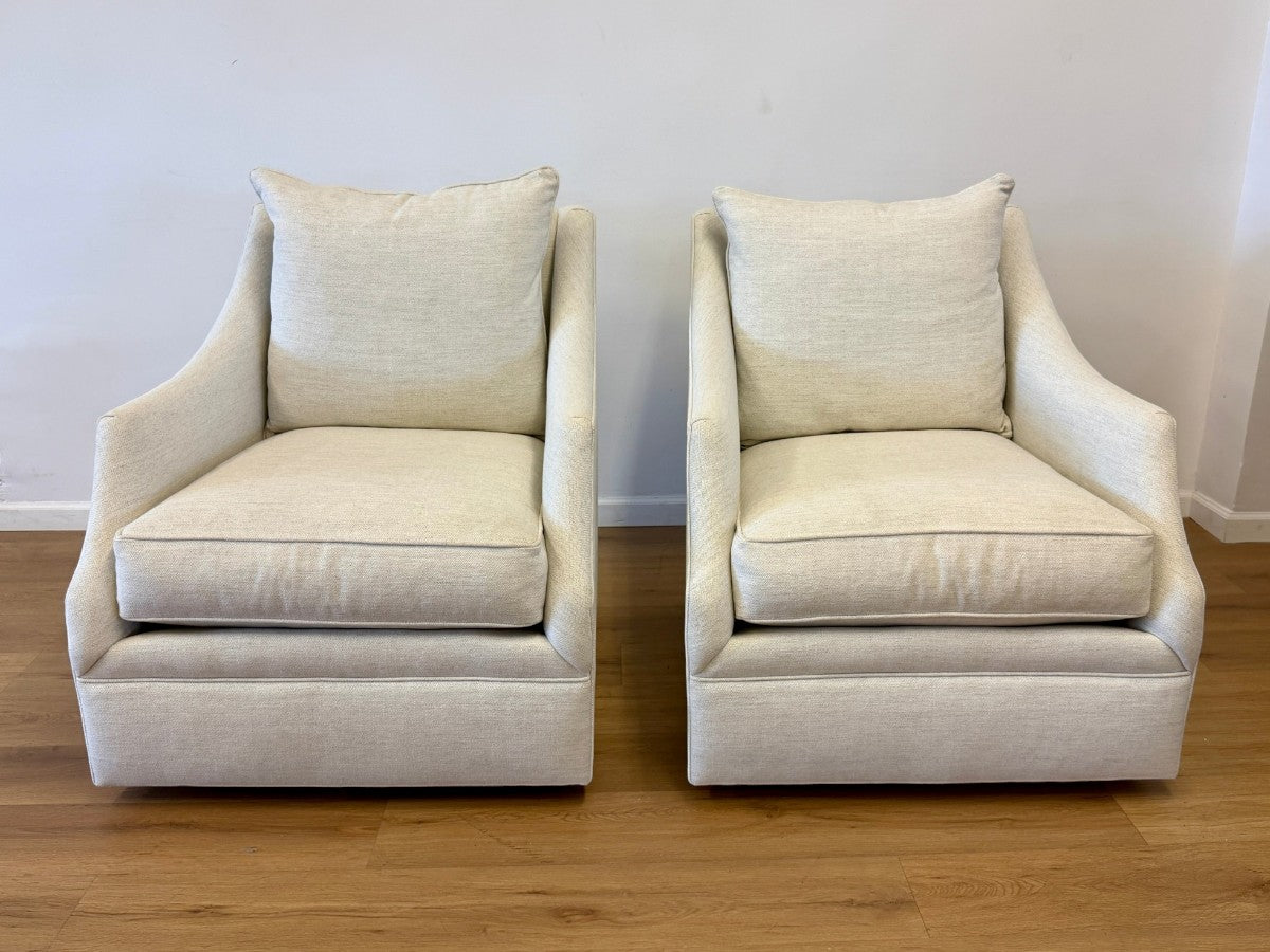 Custom Kara Swivel Chairs, Pair