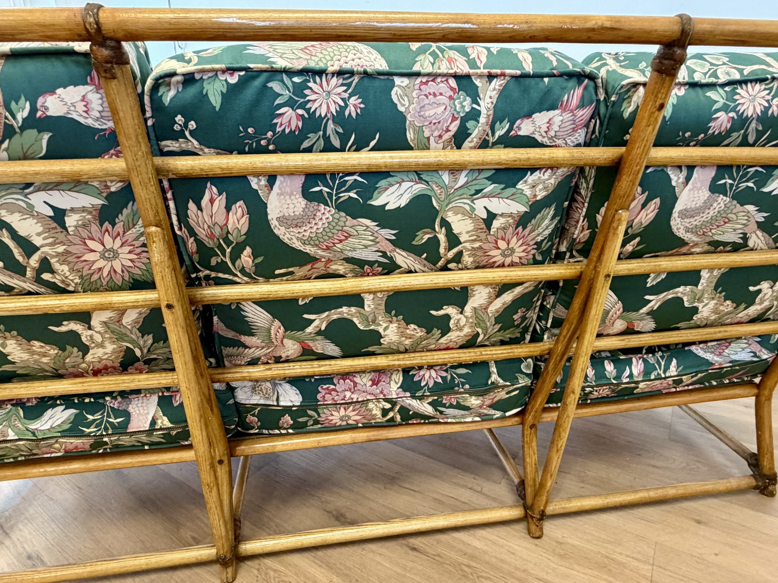 Vintage "1949" Heywood-Wakefield Rattan 3-Piece Sofa & Chairs Set