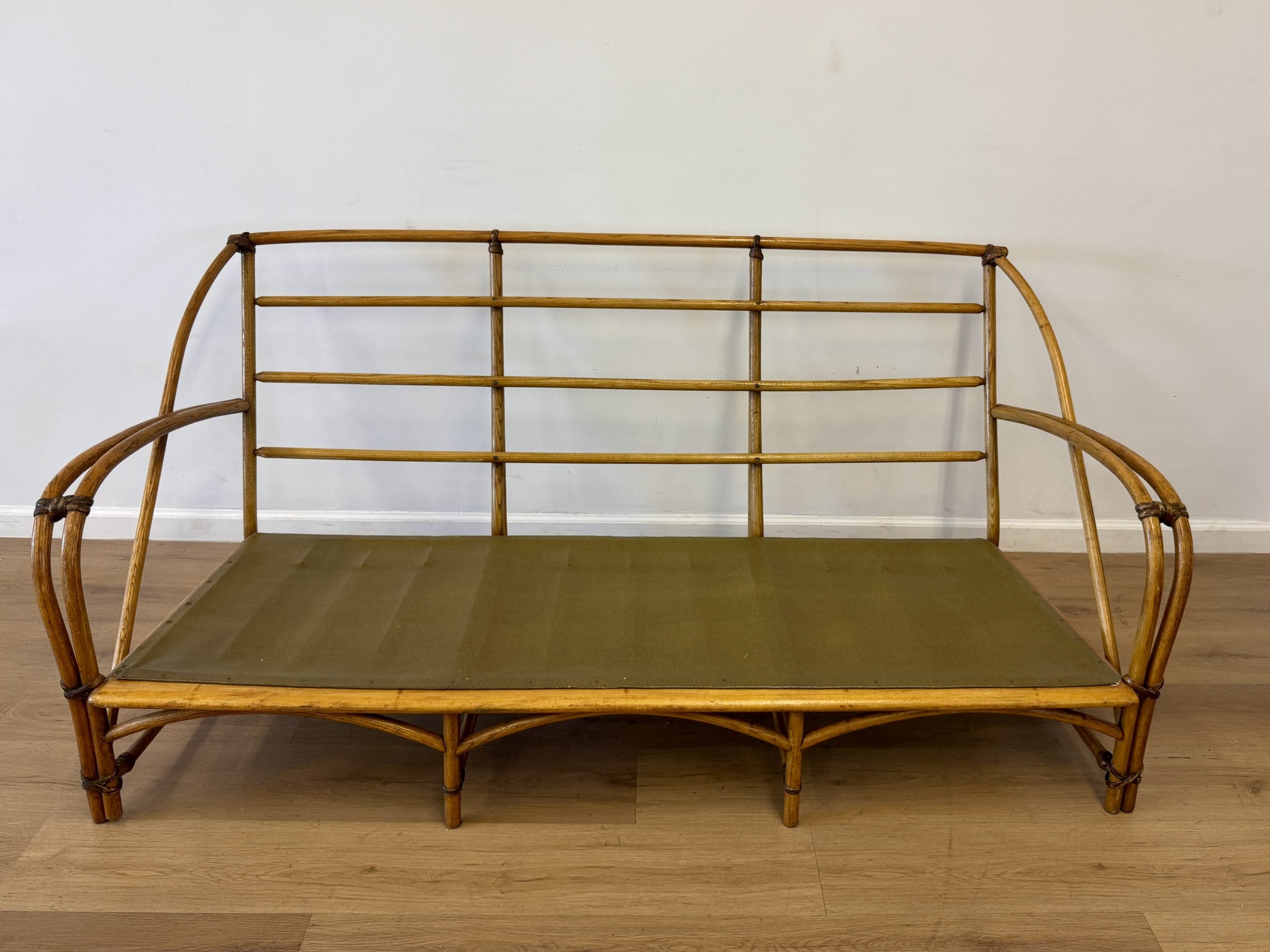 Vintage "1949" Heywood-Wakefield Rattan 3-Piece Sofa & Chairs Set