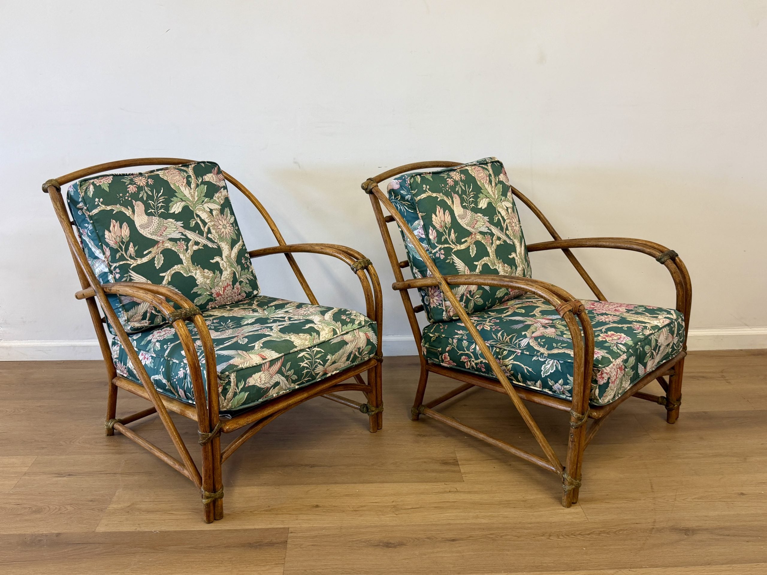 Vintage "1949" Heywood-Wakefield Rattan 3-Piece Sofa & Chairs Set