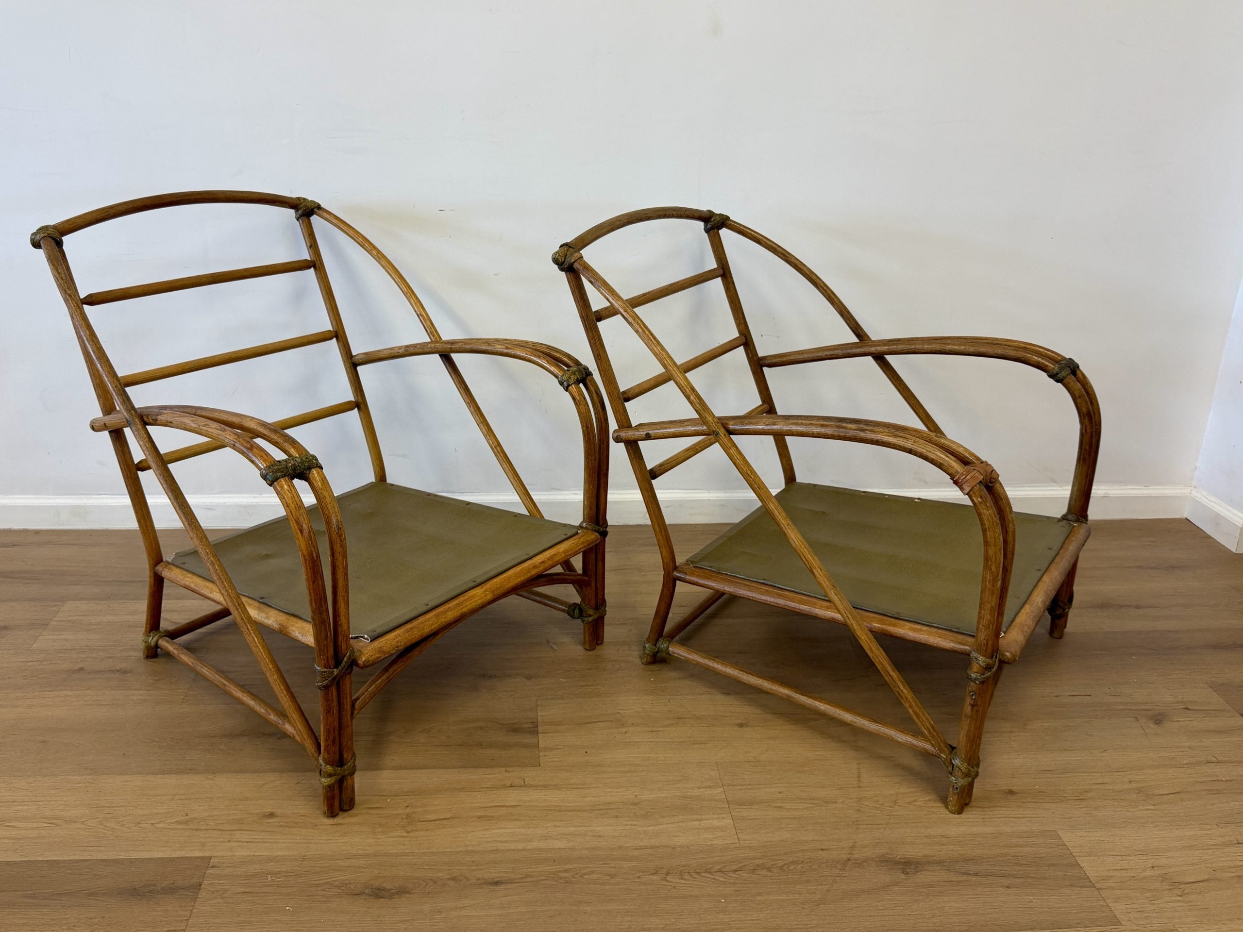 Vintage "1949" Heywood-Wakefield Rattan 3-Piece Sofa & Chairs Set