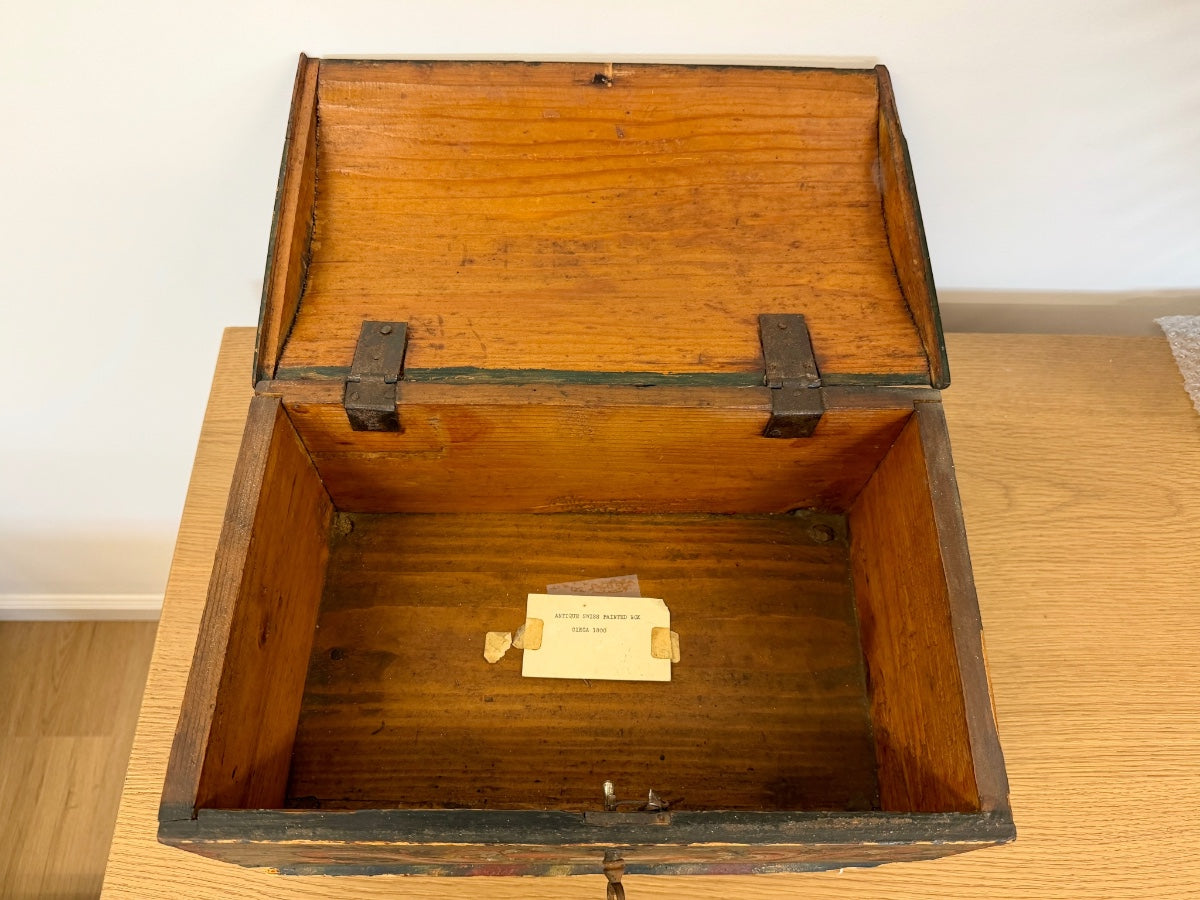 Antique Swiss Painted Box, Circa 1800