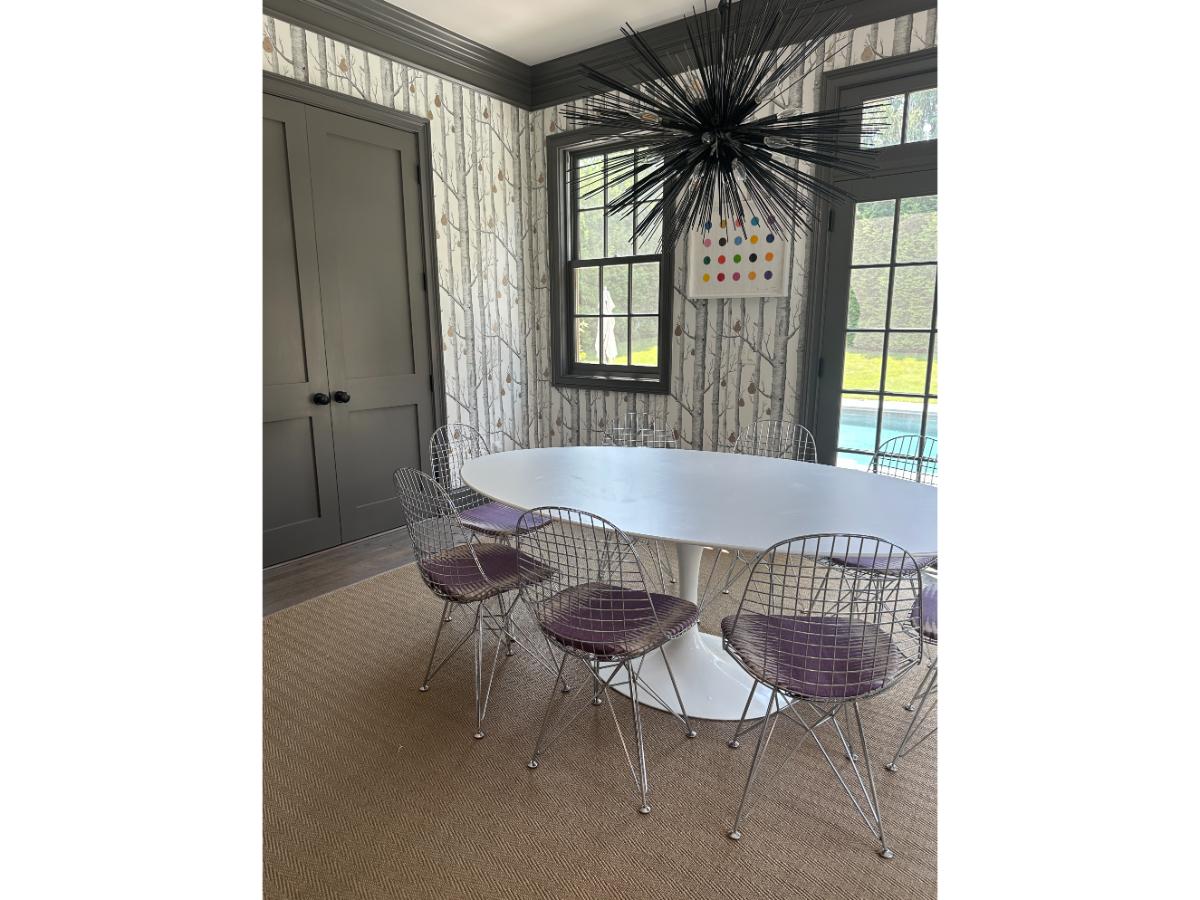 Modern Wire Chairs with Peter Dunham Cushions, Set of 8
