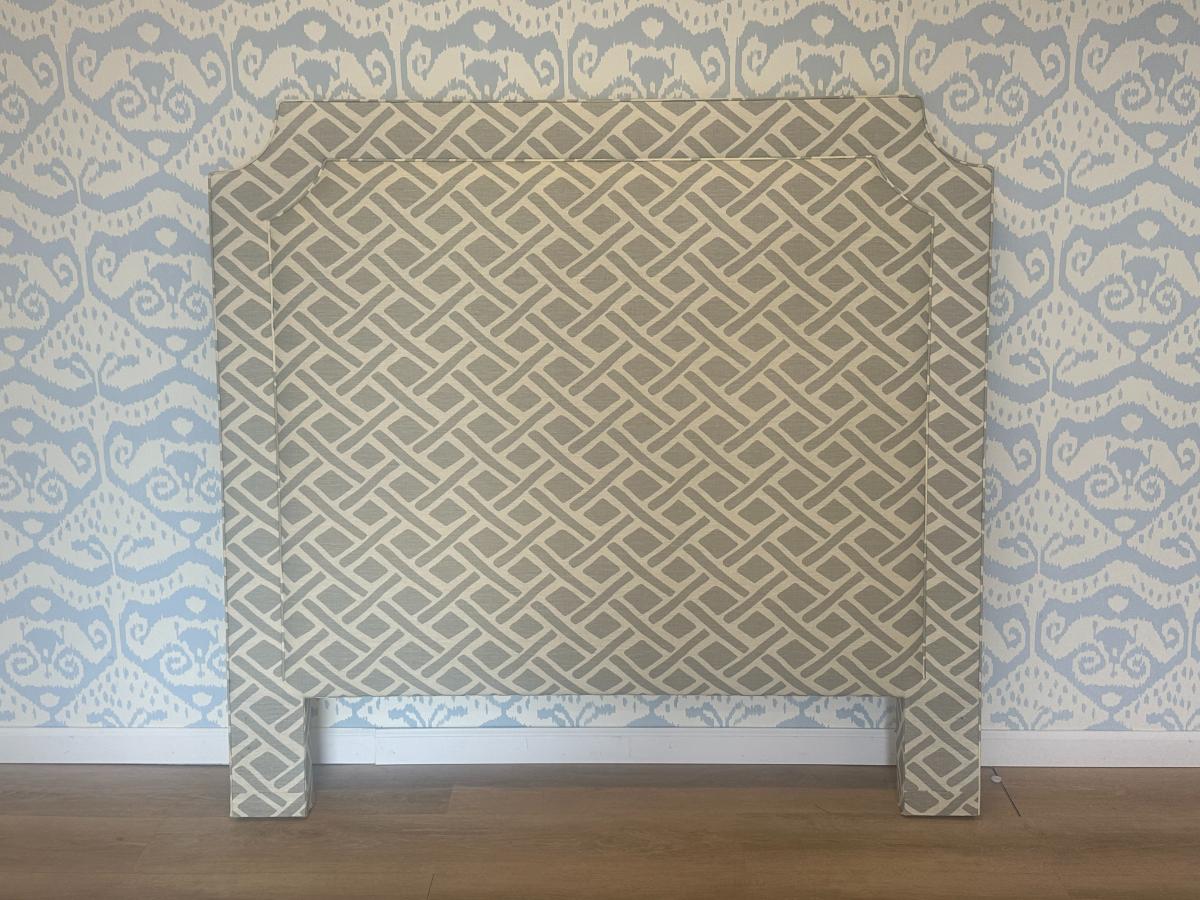Upholstered Grey & White Queen Headboard