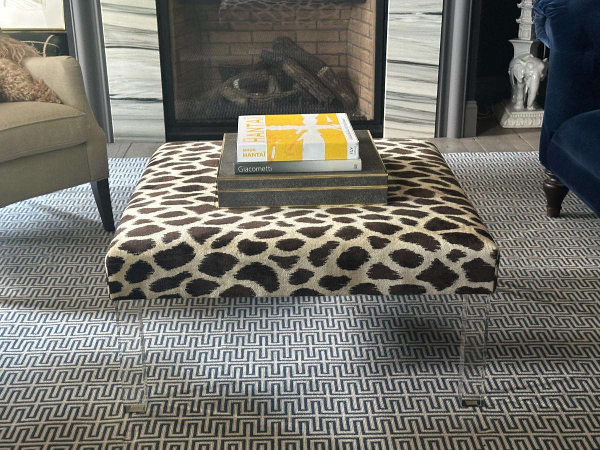 Upholstered Lucite Bench/Cocktail Table